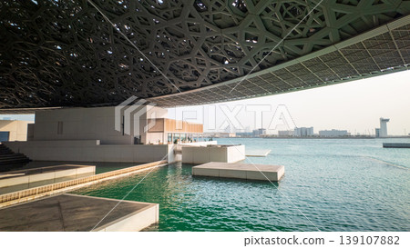 Louvre Abu Dhabi Architecture with Water Reflection 139107882
