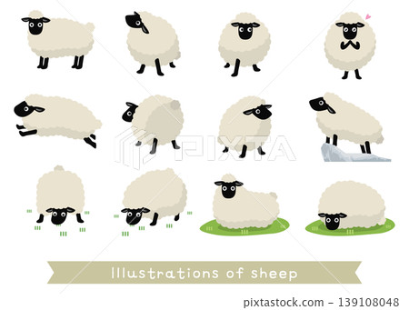 Cute sheep image illustration set Cute sheep image illustration set 139108048
