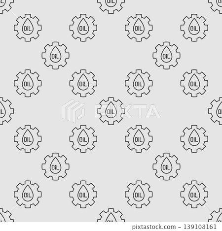 Cog Wheel with Oil Drop vector outline seamless pattern Cog Wheel with Oil Drop vector outline seamless pattern 139108161