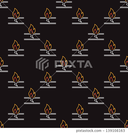 Flame above a broken oil pipe vector thin line seamless pattern 139108163