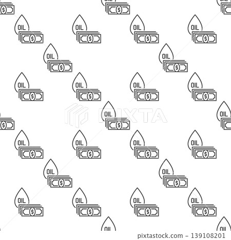 Oil with dollars vector seamless pattern in outline style 139108201