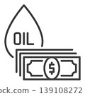 Oil with dollars vector icon or sign in outline style 139108272