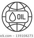Oil with World vector thin line icon or design element 139108273