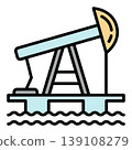 Sea Oil pump vector colored icon or symbol in thin line style 139108279