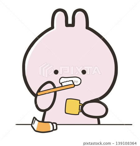 Rabbit brushing teeth Rabbit brushing teeth 139108364