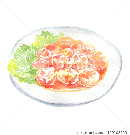 蝦辣椒水彩插圖 139108533