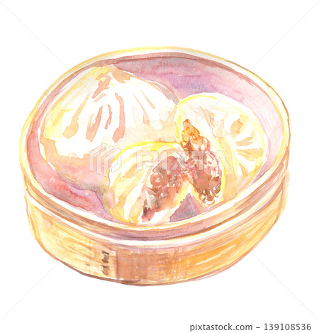 水彩風格的蒸包插圖 水彩風格的蒸包插圖 139108536