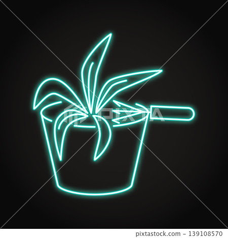 Soil loosening neon icon Soil loosening neon icon 139108570