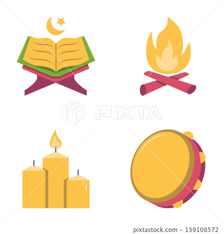 Attributes of Nowruz holiday flat icon set Attributes of Nowruz holiday flat icon set 139108572
