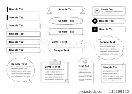 Simple line art text frame and label material set (minimalist, UI, heading) Simple line art text frame and label material set (minimalist, UI, heading) 139109160
