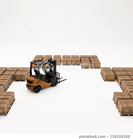 forklift working on pallets isolated on white background 139109168