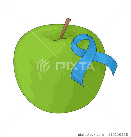 Illustration of Apple with blue ribbon 139110228