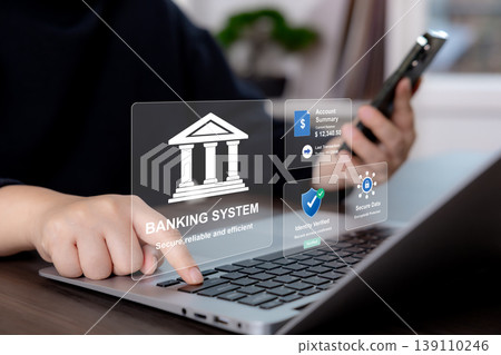 Digital Banking Security with Account Verification and Secure Data Concept Digital Banking Security with Account Verification and Secure Data Concept 139110246