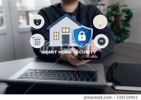 Smart Home Security and Connected Device Protection Concept Smart Home Security and Connected Device Protection Concept 139110401