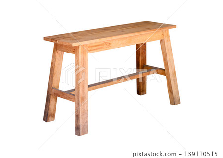 Light brown wooden bench isolated on white background Light brown wooden bench isolated on white background 139110515