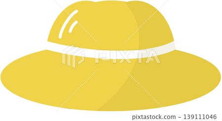 Yellow wide brim hat for sun protection summer fashion icon 139111046