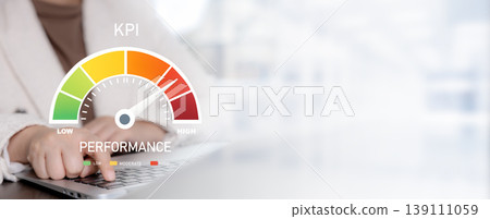 KPI Performance Dashboard and Business Efficiency Measurement Concept 139111059