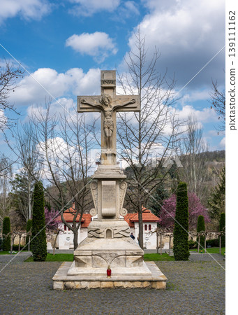 Ornate Stone Crucifix Monument at Curchi Orthodox Monastery Grounds Ornate Stone Crucifix Monument at Curchi Orthodox Monastery Grounds 139111162