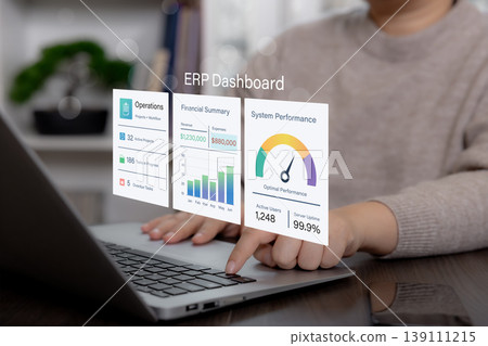 ERP Dashboard for Operations Finance and System Performance Concept ERP Dashboard for Operations Finance and System Performance Concept 139111215