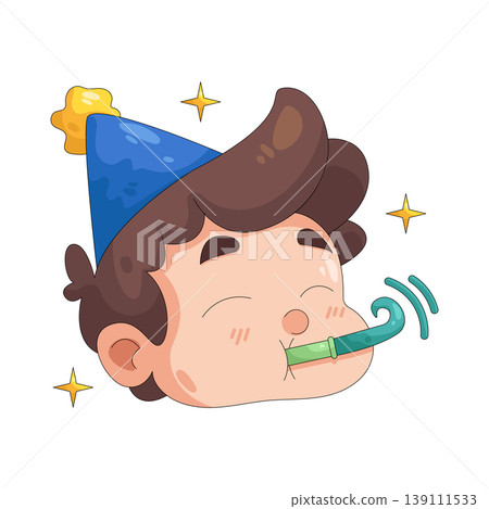 Illustration of boy celebrating New Year Illustration of boy celebrating New Year 139111533