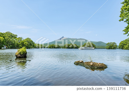 Hokkaido Summer Onuma Quasi-National Park Hokkaido Komagatake seen across Onuma Hokkaido Summer Onuma Quasi-National Park Hokkaido Komagatake seen across Onuma 139111736