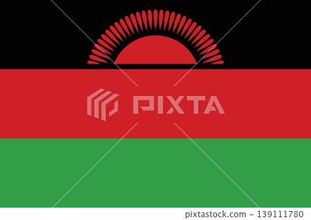 Malawi flag vector illustration with official colors and proportions, malawian national flag concept. 139111780