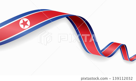 North Korean flag waving ribbon design for national holidays. Vector illustration. North Korean flag waving ribbon design for national holidays. Vector illustration. 139112032
