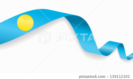 Palauan flag waving ribbon design for national holidays. Vector illustration. 139112101
