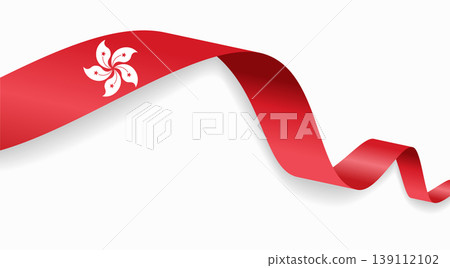 Hong Kong flag waving ribbon design for national holidays. Vector illustration. 139112102