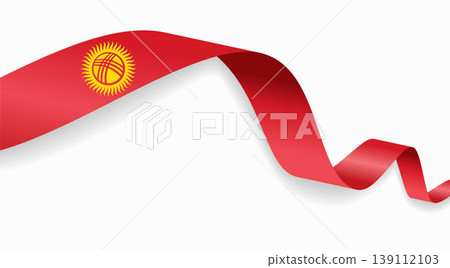 Kyrgyzstani flag waving ribbon design for national holidays. Vector illustration. 139112103