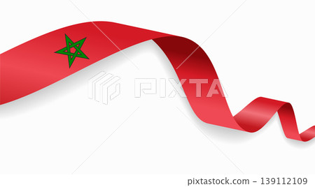 Moroccan flag waving ribbon design for national holidays. Vector illustration. Moroccan flag waving ribbon design for national holidays. Vector illustration. 139112109