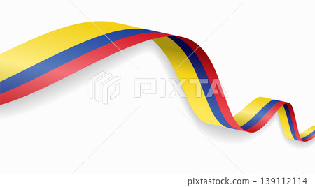 Colombian flag waving ribbon design for national holidays. Vector illustration. Colombian flag waving ribbon design for national holidays. Vector illustration. 139112114