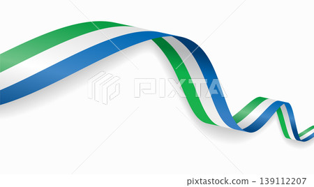 Sierra Leone flag waving ribbon design for national holidays. Vector illustration. Sierra Leone flag waving ribbon design for national holidays. Vector illustration. 139112207