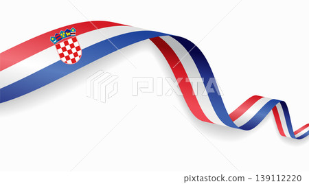 Croatian flag waving ribbon design for national holidays. Vector illustration. 139112220