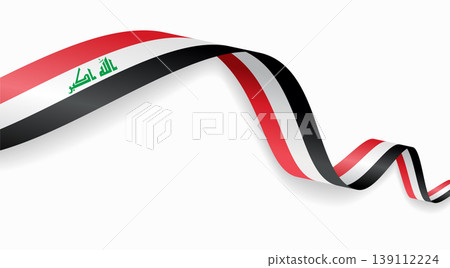 Iraqi flag waving ribbon design for national holidays. Vector illustration. Iraqi flag waving ribbon design for national holidays. Vector illustration. 139112224