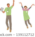 An illustration depicting a male and female social worker, conveying an image of energetic work. 139112712