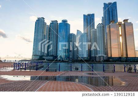 people at Bay 101 view sunset skyscraper and Gwangan bridge, Busan 139112918