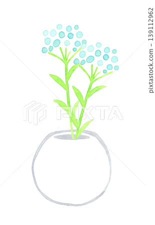 Delicate and gentle flowers arranged in a simple ceramic vase - Hand-drawn watercolor illustration material Delicate and gentle flowers arranged in a simple ceramic vase - Hand-drawn watercolor illustration material 139112962