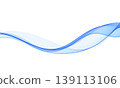 Abstract blue transparent vector wave on light background 139113106