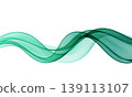 Abstract green transparent wave ribbon isolated on light background 139113107