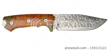 Folding knife with Damascus steel blade and wooden handle 139113122