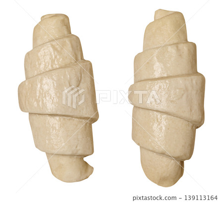 Raw croissant blanks on isolated background, top view Raw croissant blanks on isolated background, top view 139113164