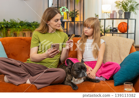 Mother daughter dog online card payment safety rules limit teach gesture okay lesson complete secure Mother daughter dog online card payment safety rules limit teach gesture okay lesson complete secure 139113382