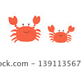 A watercolor-style illustration of a crab family. 139113567