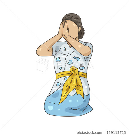Illustration of Balinese women praying 139113713