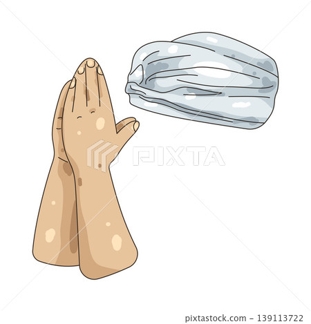 Illustration of Praying hand with headband 139113722