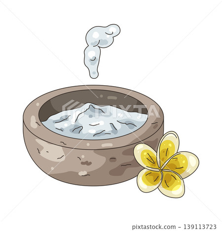 Illustration of Incense smoke with frangipani flower 139113723