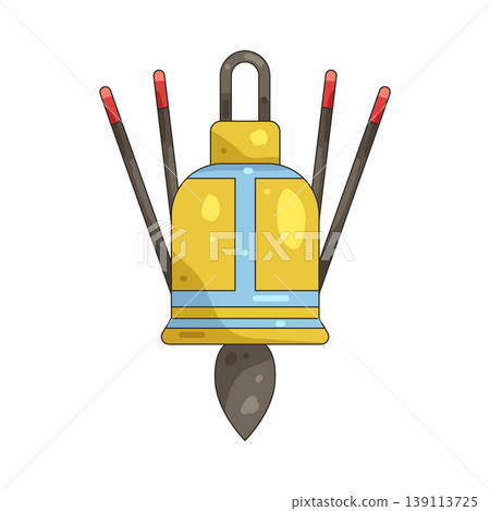 Illustration of bell with incense stick 139113725