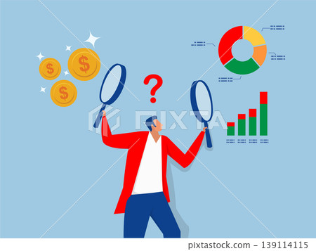 Businessman compare between value and growth stock in his hand.Value stock vs growth stock, comparison between investing.Style and Asset Earning vector 139114115
