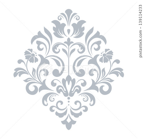 Damask graphic ornament. Floral design element. Gray and white vector pattern Damask graphic ornament. Floral design element. Gray and white vector pattern 139114233